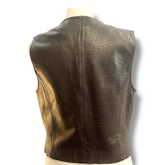LAUNDRY BY SHELLI SEGAL Genuine Lamb Skin Leather Zip front Vest in brown SZ 6 - Picture 13 of 16